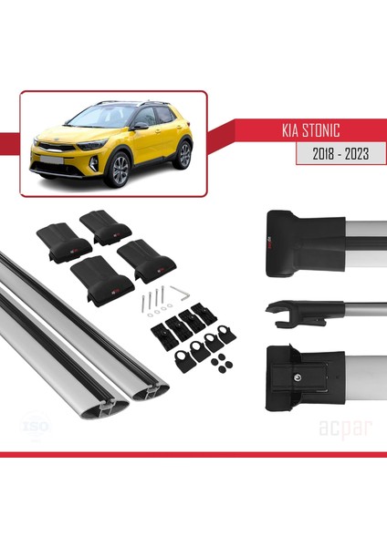 Kia Stonic 2018 ve Sonrası ile Uyumlu Fly Model Ara Atkı Tavan Barı Gri indirimleri