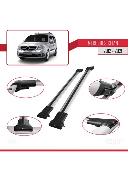 Mercedes Citan 2012-2021 Arası ile Uyumlu Fly Model Ara Atkı Tavan Barı Gri modelleri