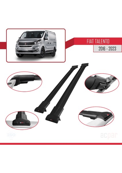 Fiat Talento 2016 ve Sonrası ile Uyumlu Fly Model Ara Atkı Tavan Barı Siyah