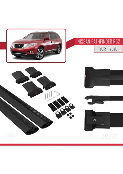 Nissan Pathfinder (R52) 2013-2020 Arası ile Uyumlu Fly Model Ara Atkı Tavan Barı Siyah indirimleri