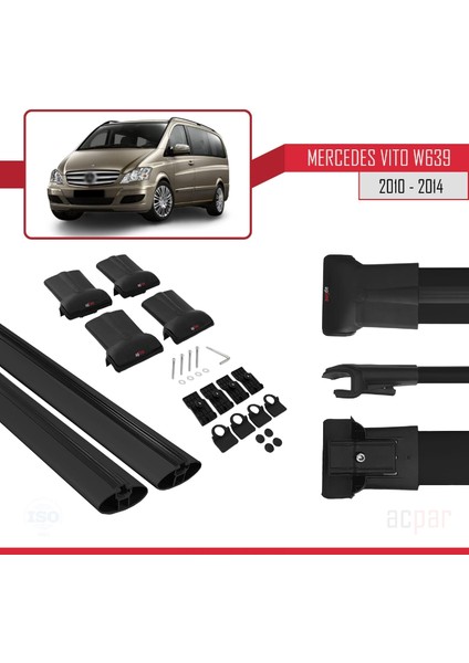 Mercedes Vito (W639) 2010-2014 Arası ile Uyumlu Fly Model Ara Atkı Tavan Barı Siyah indirimleri
