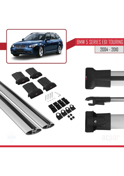 Bmw 5 Serisi (E61) Tourıng 2004-2010 Arası ile Uyumlu Fly Model Ara Atkı Tavan Barı Gri