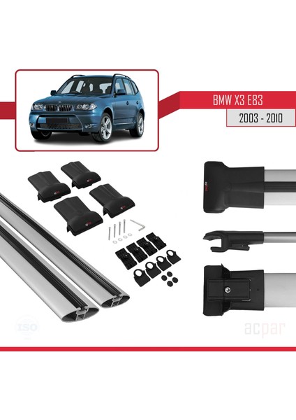 Bmw X3 E83 2003-2010 Arası ile Uyumlu Fly Model Ara Atkı Tavan Barı Gri indirimleri