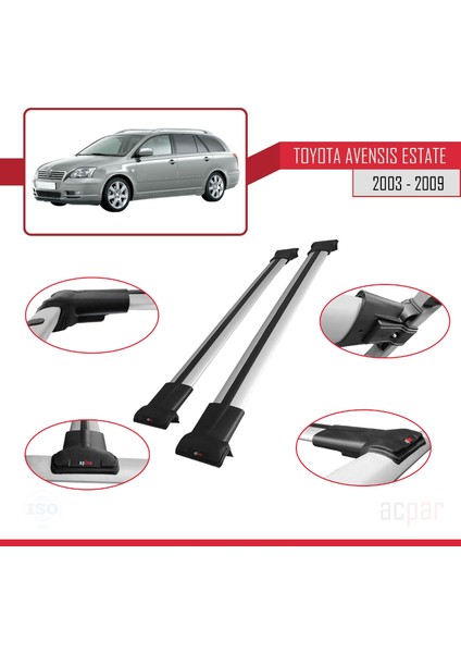 Toyota Avensis Sw 2003-2009 Arası ile Uyumlu Fly Model Ara Atkı Tavan Barı Gri modelleri