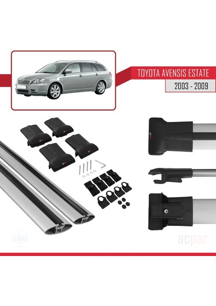 Toyota Avensis Sw 2003-2009 Arası ile Uyumlu Fly Model Ara Atkı Tavan Barı Gri indirimleri