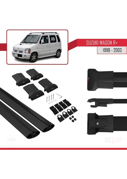 Suzuki Wagon R+ 1998-2003 Arası ile Uyumlu Fly Model Ara Atkı Tavan Barı Siyah indirimleri