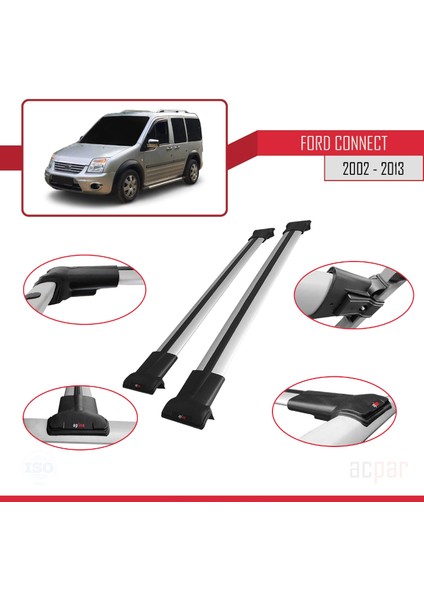 Ford Connect 2002-2013 Arası ile Uyumlu Fly Model Ara Atkı Tavan Barı Gri