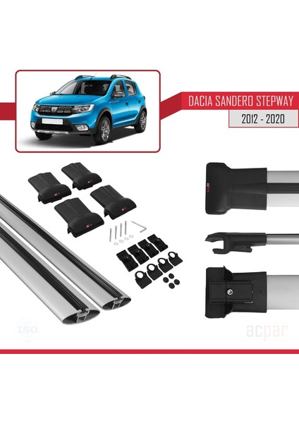 Dacia Sandero Stepway 2012-2020 Arası ile Uyumlu Fly Model Ara Atkı Tavan Barı Gri indirimleri