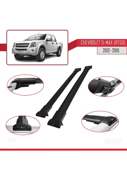 Chevrolet D-Max (RT50) 2012-2015 Arası ile Uyumlu Fly Model Ara Atkı Tavan Barı Siyah fırsatları