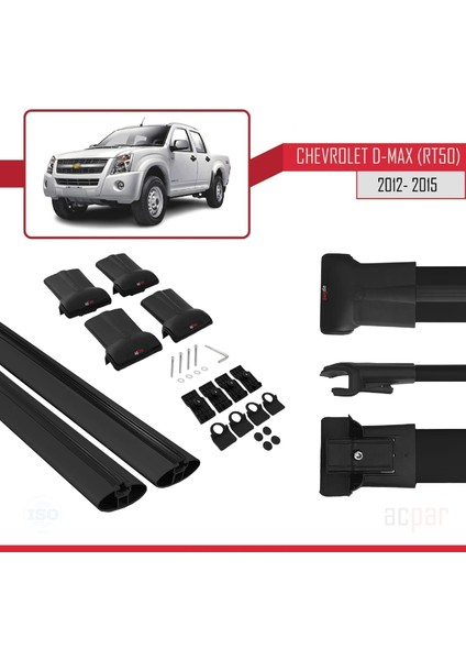 Chevrolet D-Max (RT50) 2012-2015 Arası ile Uyumlu Fly Model Ara Atkı Tavan Barı Siyah indirimleri