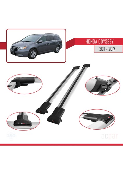 Honda Odyssey 2011-2017 Arası ile Uyumlu Fly Model Ara Atkı Tavan Barı Gri