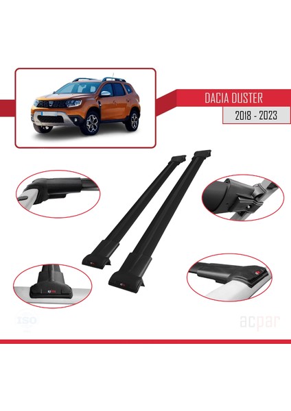 Dacia Duster 2018 ve Sonrası ile Uyumlu Fly Model Ara Atkı Tavan Barı Siyah fırsatları