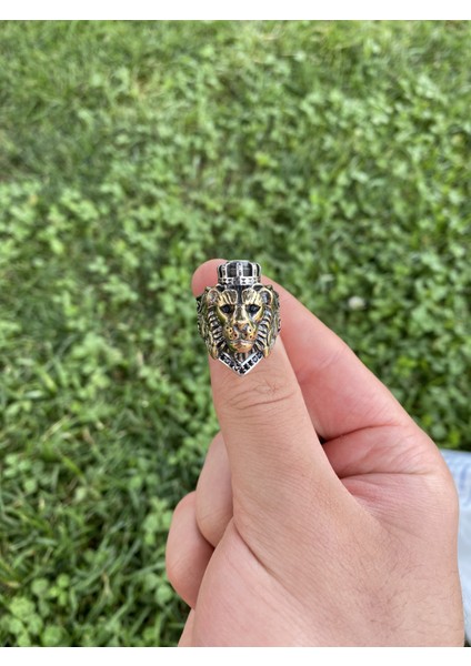 925 Ayar Gümüş 3D Aslan Taç Motifli Zirkon Taşlı Erkek Yüzük indirimleri