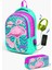 Kids Su Yeşili Pembe Simli Flamingo Desenli Usb'li 2'li Okul Çanta Seti SET0223411 1
