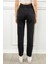 Kadın Antrasit Renk Denim Kumaş Bilek Boy Straight Fit Çift Kemerli Pantolon 5