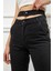 Kadın Antrasit Renk Denim Kumaş Bilek Boy Straight Fit Çift Kemerli Pantolon 1