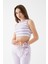 Kadın Lila Renk Mini Boy Çizgili Triko Body Crop 4