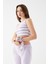 Kadın Lila Renk Mini Boy Çizgili Triko Body Crop 1
