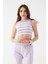Kadın Lila Renk Mini Boy Çizgili Triko Body Crop 2