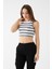 Kadın Füme Renk Mini Boy Çizgili Triko Body Crop 5