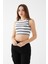 Kadın Füme Renk Mini Boy Çizgili Triko Body Crop 2