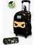 Kids Siyah Ninja Desenli Çekçekli 2'li Çanta Seti SET0223381 1