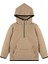 Çocuk Polar Yarım Fermuarlı Kapşonlu Kanguru Cep Sweatshirt Açık Kahverengi Unisex 2