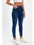 Mavi Yırtık Yüksek Bel Dar Paça Skinny Power Likralı Kot Pantalon Trefjeans-2-Mavi-Yırtık 5