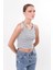 Bisiklet Yaka Çizgili Crop Bluz 4