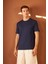 Erkek Comfort Fit Cepli T-Shirt Lacivert MARS25 4