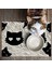 Mama ve Su Evcil Hayvan Beslenme Matı, Kolay Temizlenen Emici Su Geçirmez Kumaş, Küçük Orta Boy ve Büyük Kedi ve Köpekler Için Dayanıklı Köpek Kedi Paspas (50X35, Black Cats) 5