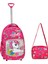 Çekçekli Pembe Unicorn Desenli İlkokul Çantası + Beslenme Çantası 1