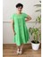 Düğme Detay Yıkamalı Büyük Beden Elbise Yeşil 1
