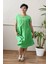 Düğme Detay Yıkamalı Büyük Beden Elbise Yeşil 3