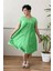 Düğme Detay Yıkamalı Büyük Beden Elbise Yeşil 4