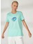 Bisiklet Yaka Baskılı Mint Kadın T-Shirt W-MERCAX 2