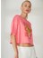 Bisiklet Yaka Baskılı Pembe Kadın T-Shirt W-ROTA 1