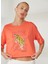 Bisiklet Yaka Baskılı Turuncu Kadın T-Shirt W-ROTA 1