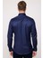Slim Fit Likralı Düz Pamuk Saten Erkek Lacivert Gömlek 3