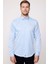 Modern Slim Fit Düz Saten Pamuklu Erkek Sax Mavi Gömlek 3