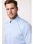 Modern Slim Fit Düz Saten Pamuklu Erkek Sax Mavi Gömlek 1