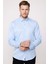 Modern Slim Fit Düz Saten Pamuklu Erkek Sax Mavi Gömlek 2