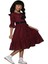 Kids Kız Çocuk Çiçekli Şifon Elbise 854 - Bordo - 7 Yaş 2