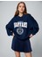 Oversize Sweatshirt Harvard Lisanslı Polo Yaka Baskılı 1