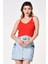 Ince Askılı Triko Crop Bluz - Mercan Mercan - Standart 1