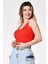 Ince Askılı Triko Crop Bluz - Mercan Mercan - Standart 3