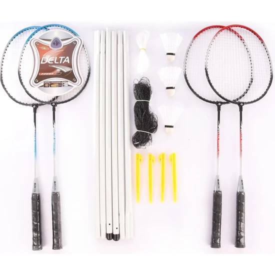 Delta 4 Adet Badminton Raketi Ve File Demir İle 3 Adet Badminton Topu Ve Deluxe Badminton Çantası