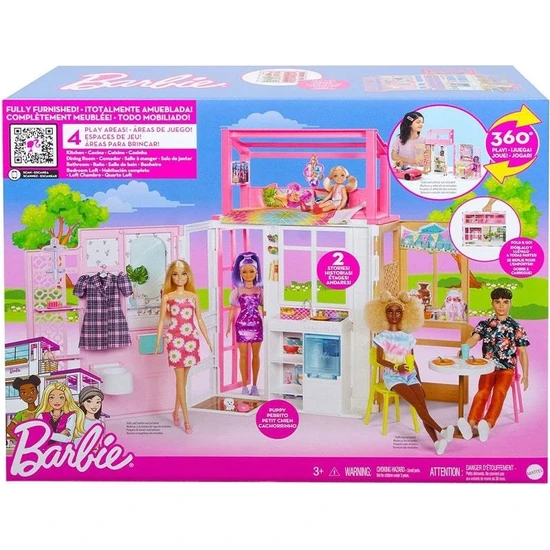 Barbie House With Doll Barbie Bebek Portatif Ev Oyun Seti