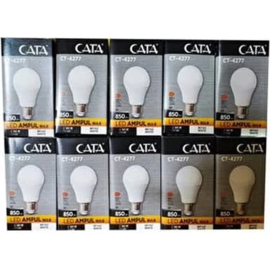Cata 9W LED Ampul Beyaz 10 Lu Paket 6400 K 850 Lümen E27 Duy CT-4277