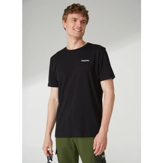 Discovery Expedition  Bisiklet Yaka Baskılı Siyah Erkek T-Shirt SAWA